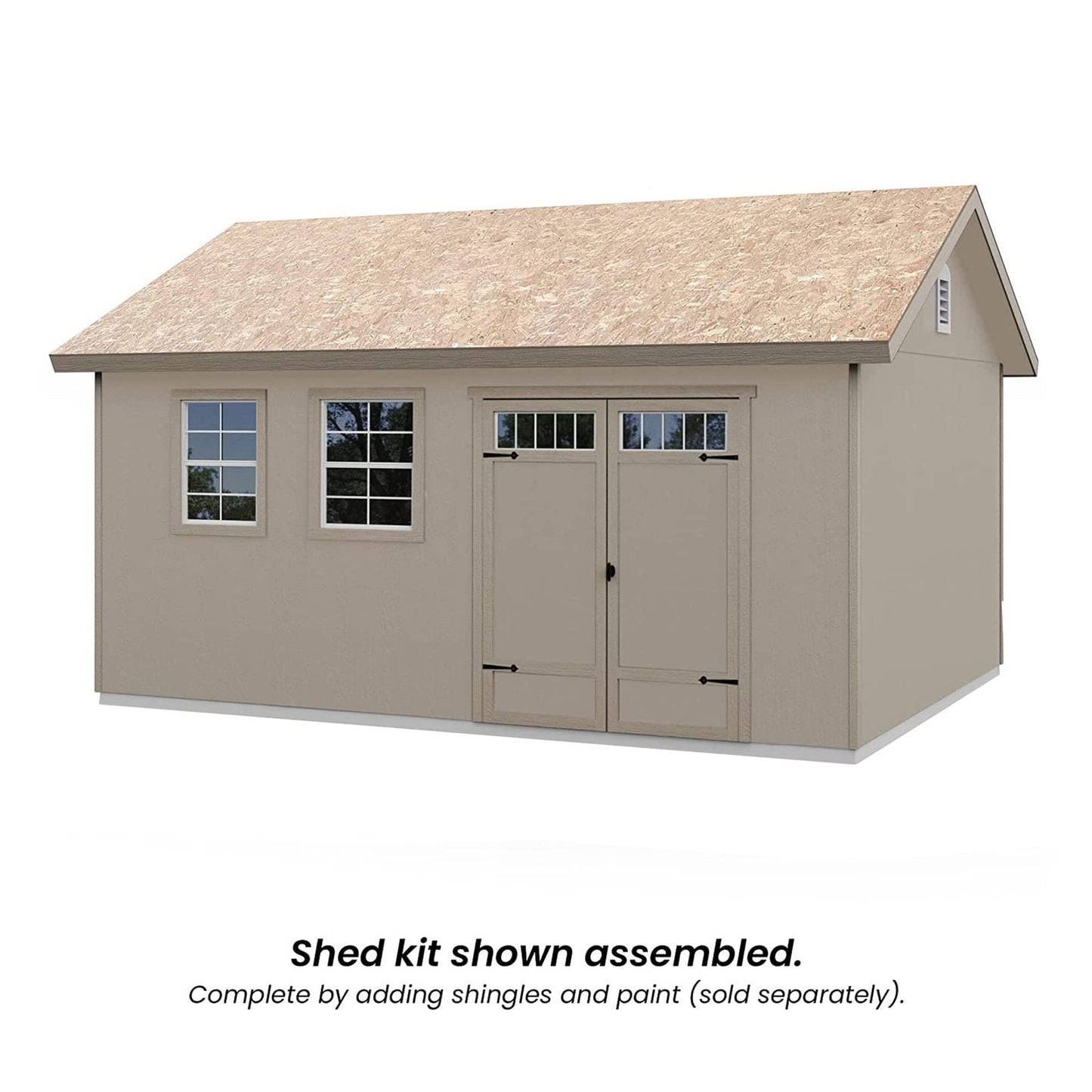 Handy Home Products Scarsdale 12×16 Do-it-Yourself Wooden Storage Shed Tan