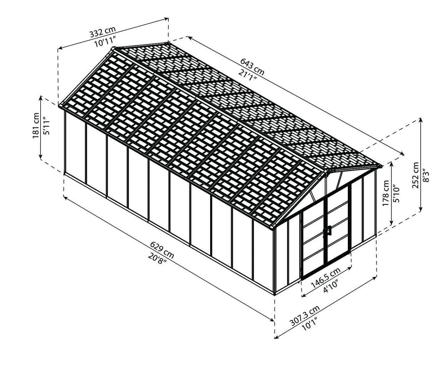 Palram – Canopia | Yukon 11×21 Storage Shed, Gray 11′ x 21′