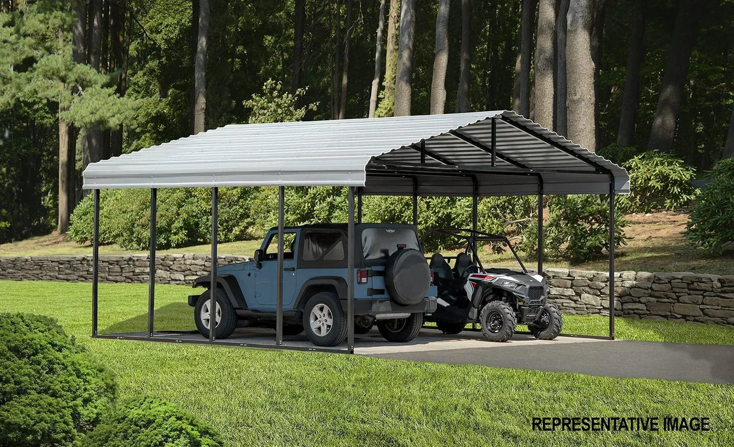 Arrow Carport, 20 ft. x 24ft. x 9ft. Eggshell 20′ x 24′ x 9′