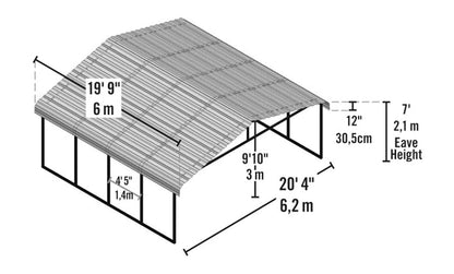 Arrow Carport, 20 ft. x 20 ft. x 7ft. Charcoal 20′ x 20′ x 7′