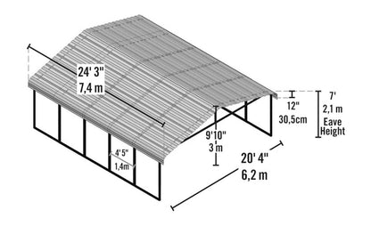 Arrow Carport, 20 ft. x 24 ft. x 7ft. Eggshell 20′ x 24′ x 7′