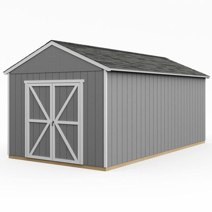 Handy Home Products Rookwood 10×18 Do-It-Yourself Wooden Storage Shed Brown Without Floor