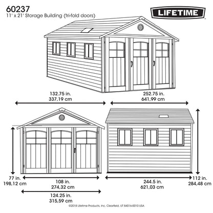 Lifetime 60237 11 x 21 Ft. Outdoor Storage Shed, Desert Sand