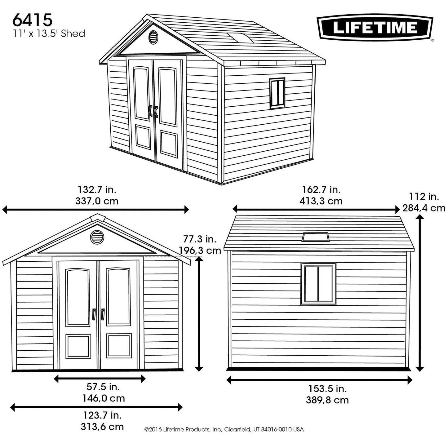 Lifetime 6415 Outdoor Storage Shed, 11 by 13.5 Feet 11 x 13.5 Ft.