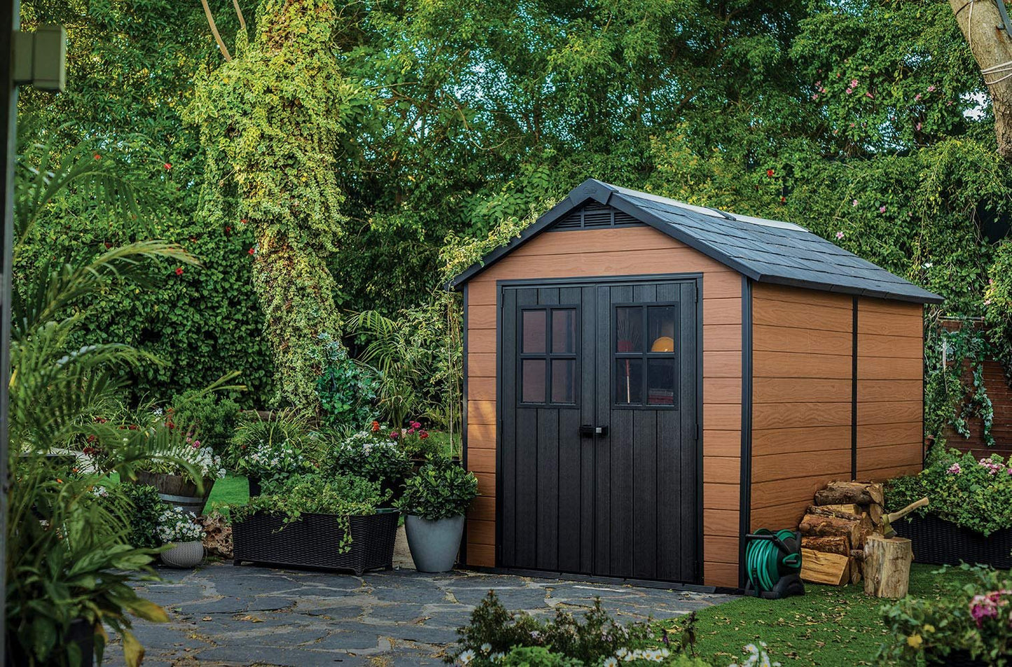 Keter Newton 7.5×11 Large Resin Outdoor Storage Shed Kit – Perfect to Store Patio Furniture