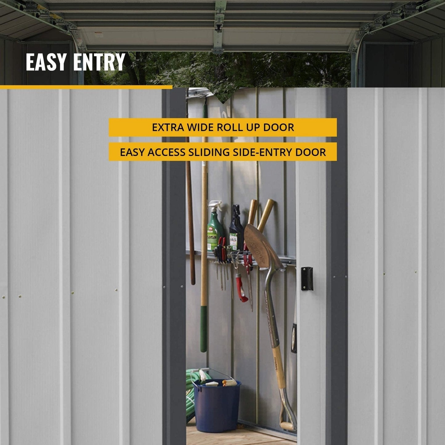 Arrow Shed 12′ x 17′ Murryhill Garage Galvanized Steel Extra Tall Walls Prefabricated Shed Storage Building, 12′ x 17′, Flute Gray