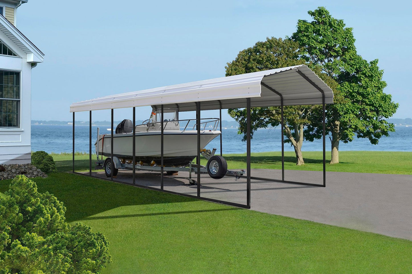 Arrow Carport, 10 ft. x 29 ft. x 9ft. Eggshell 10′ x 29′ x 9′