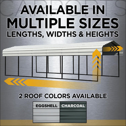 Arrow Carport, 10 ft. x 29 ft. x 9ft. Charcoal 10′ x 29′ x 9′