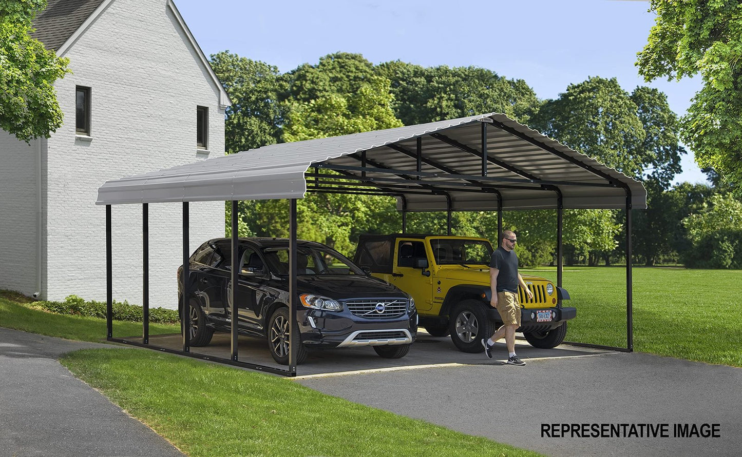 Arrow Carport, 20 ft. x 24ft. x 9ft. Eggshell 20′ x 24′ x 9′