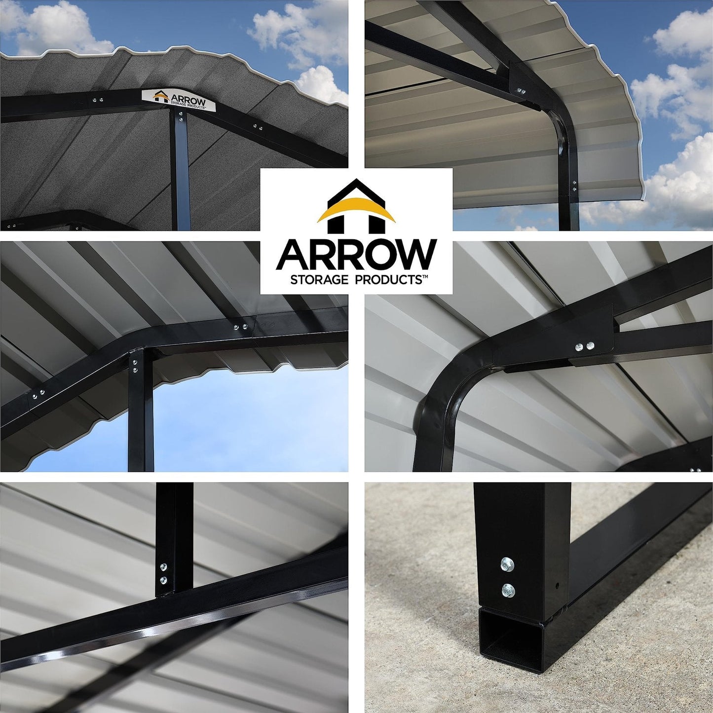 Arrow Carport, 20 ft. x 20 ft. x 9ft. Eggshell 20′ x 20′ x 9′14